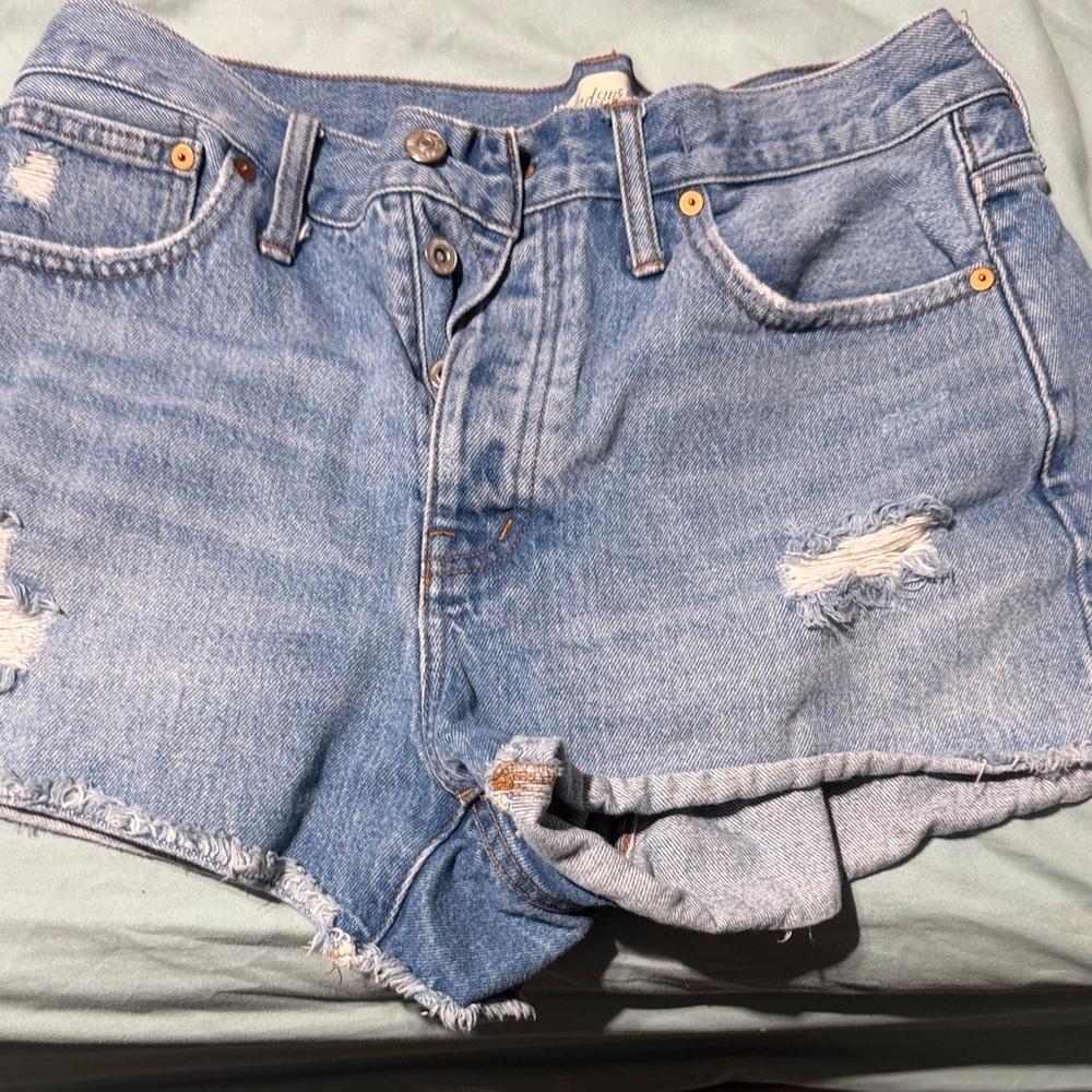Madewell Light Blue Distressed Jean Shorts